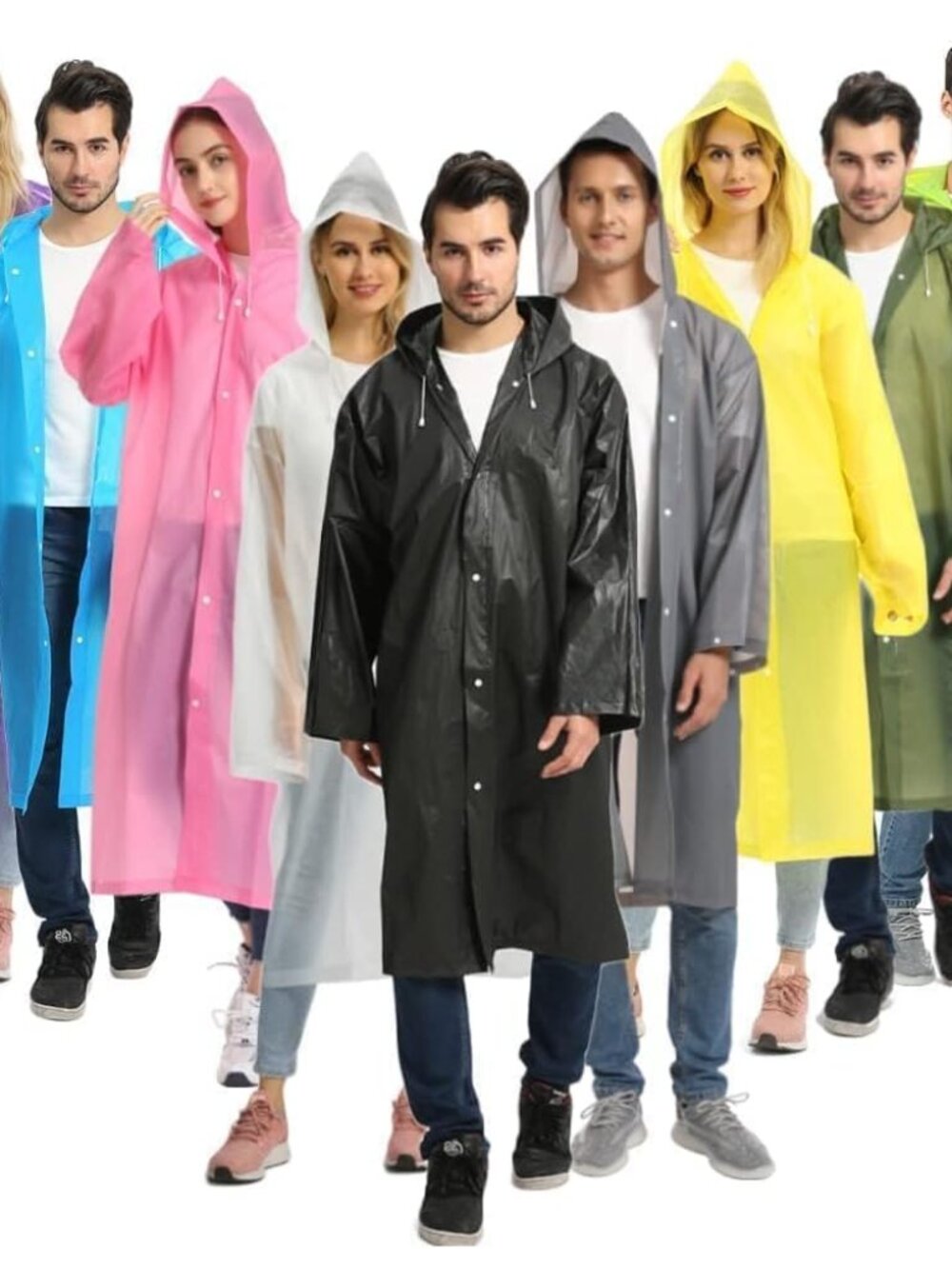2 Pack Raincoats for Adults Reusable, EVA Rain Ponchos Lightweight Rain Coat Wat - Picture 8 of 8